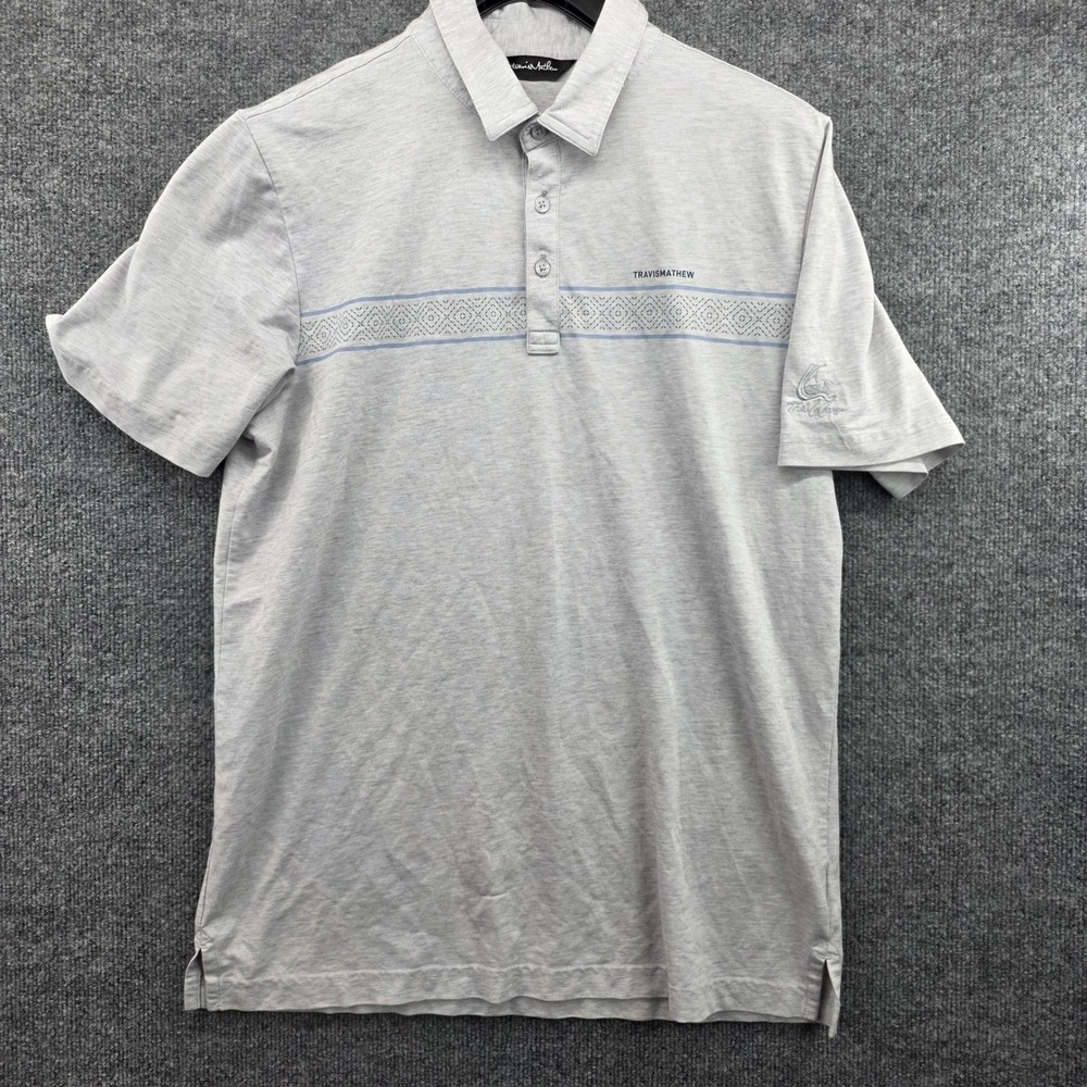 Travis Mathew Mens Heather Gray Golf Polo Shirt‎ Short Sleeve Size L